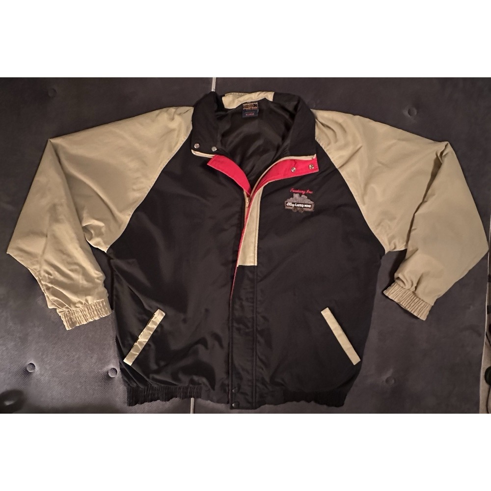 VTG Hilton‎ Active Apparel Bomber men's XL jacket Black Tan Red Made In USA Zip